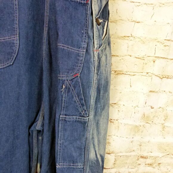 VTG JCPenney Big Mac 70s Denim Overalls Carpenter 43X30.5 Square Back Union Made - Picture 16 of 16
